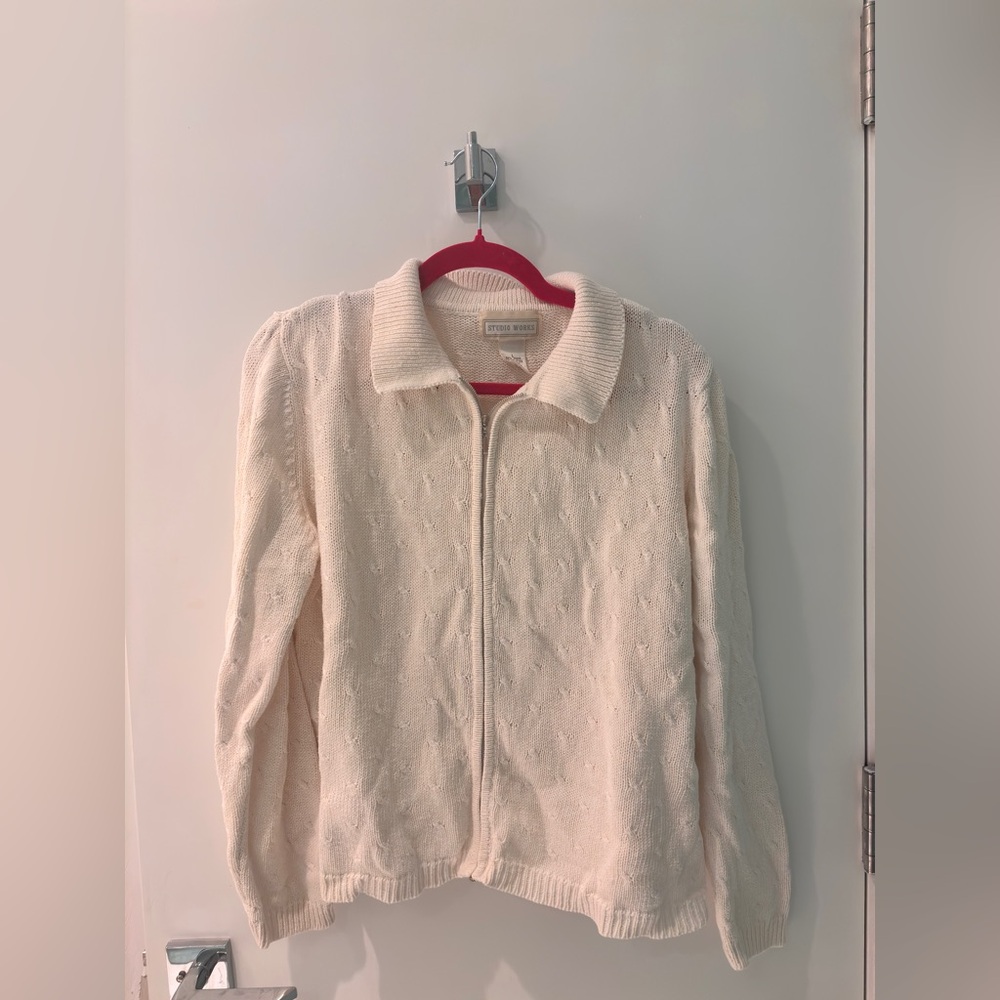 Studio Works Ivory Cable Knit Cardigan